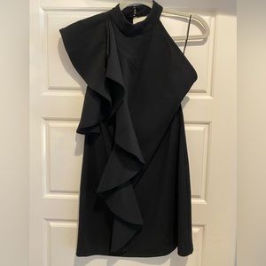 Black Ruffle High Neck Cocktail Dress